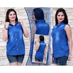 Ladies Half Sleeve Denim Shirt