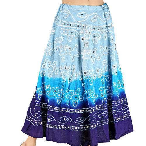 Designer Mirror Work Bandhani Print Skirt  by Vaastra