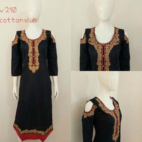 Golden Embroidered  Kurtis