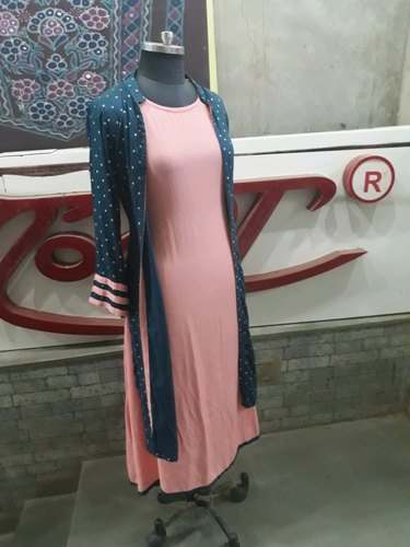 Party wear Pink Kurti with Shrug jacket