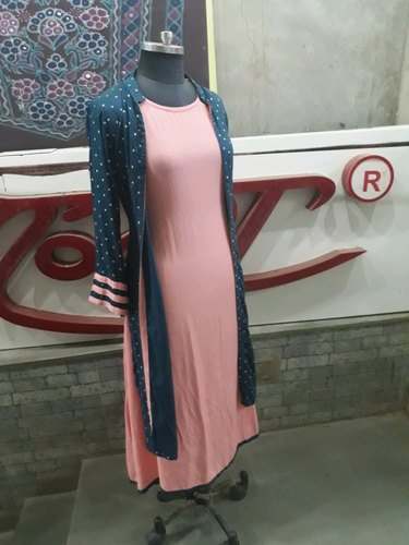 Party wear Pink Kurti with Shrug jacket by Shreerang Handicraft