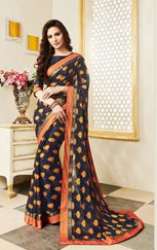 Printed Black Saree