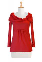 Red Fancy Off Shoulder Top