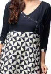 Geometric Embroidered A-Line Rayon Kurtis by Nandani Creation Pvt Ltd