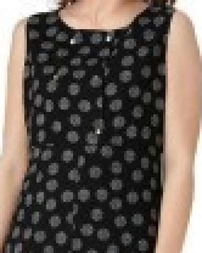 Women Cotton Black A-Line Kurtis