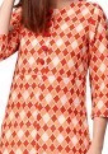 Women Orange Geometric A-Line Cotton kurti