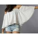 Girls Cotton Embroidered Off Shoulder Top
