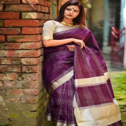 Banglore wine Raw Silk Saree With Cream Blouse
