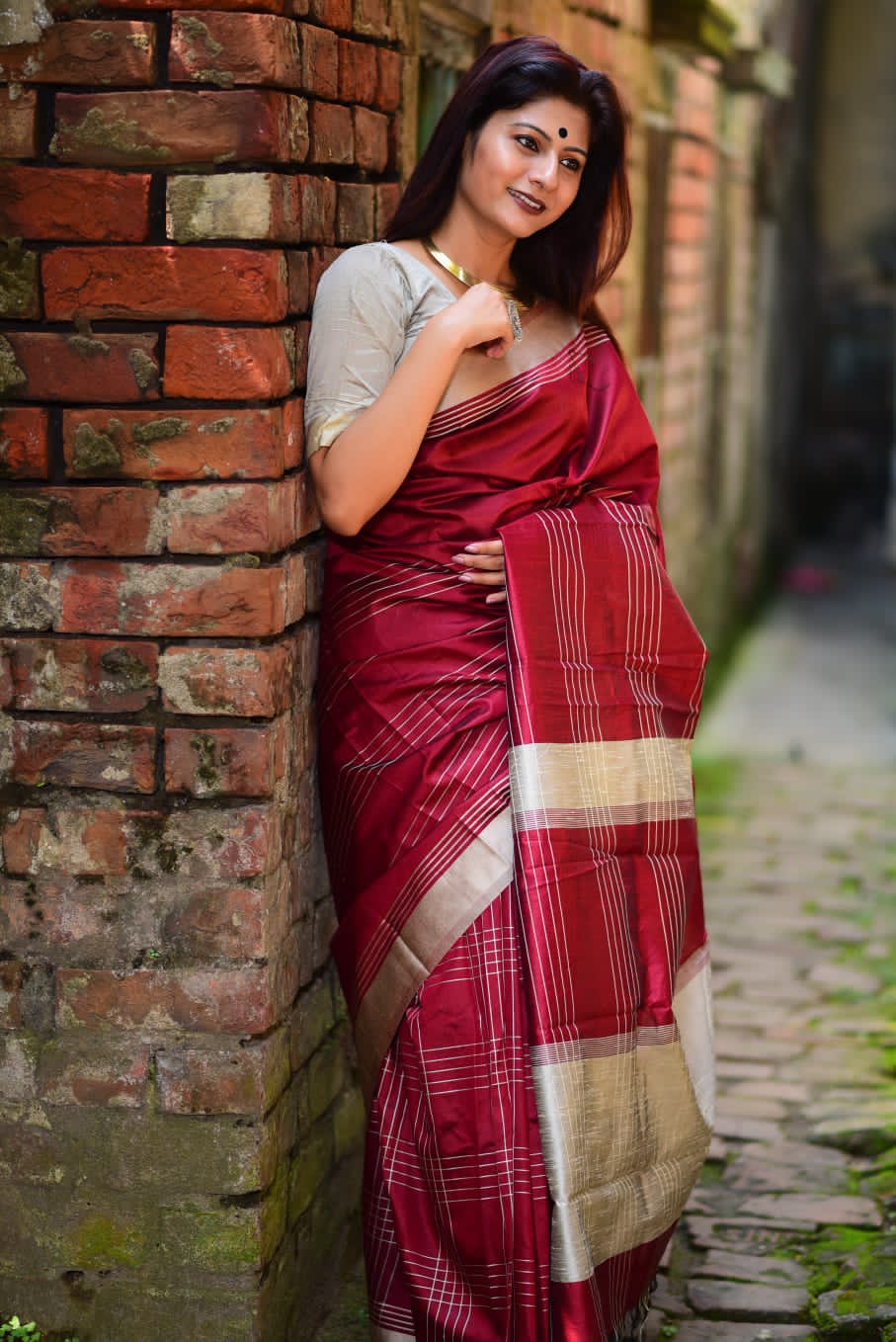 Banglore Raw Silk Saree With Cream Blouse