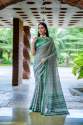 Beautiful Light Green Traditional Print Fancy Pallu Tussar Silk Saree