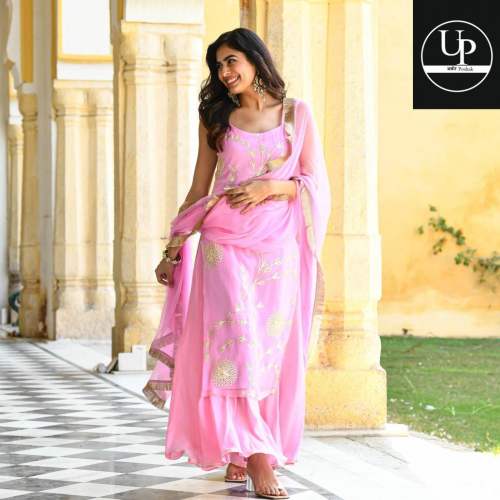 Gorgeous Pink Gota Work Sharara-Top With Dupatta