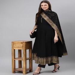 Launching Black Anarkali Gown With Dupatta And Plazo
