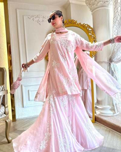 Launching Designer Party Wear Top-Plazzo and Dupatta With Heavy Embroidery Work 
