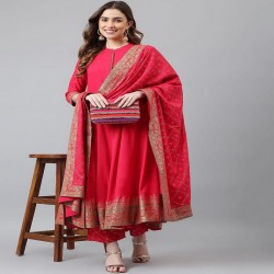 Launching Pink Anarkali Gown With Dupatta And Plazo