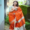 orange-banglore-raw-silk-saree-with-cream-blouse
