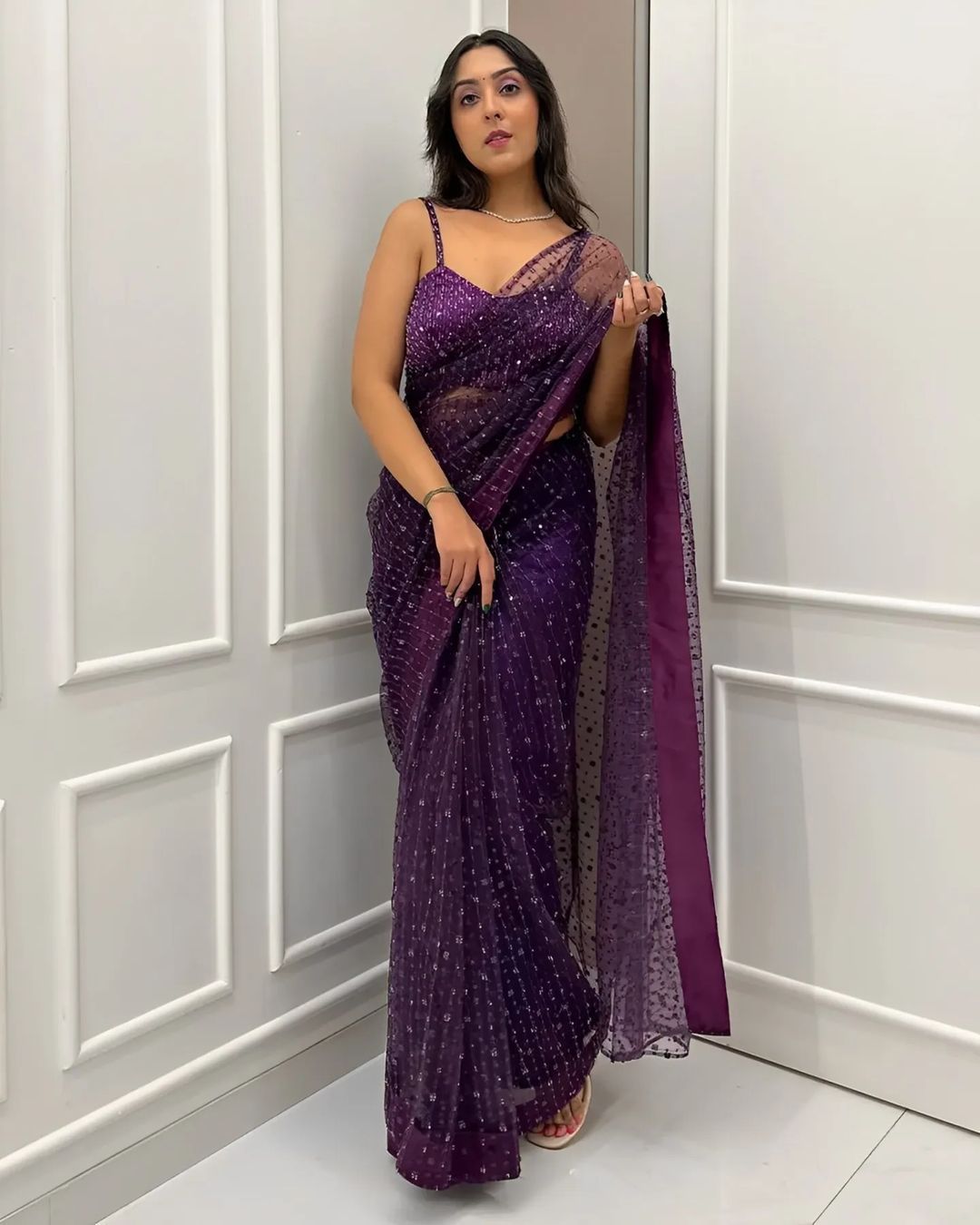 Present most demanding a beautiful sequins saree collection