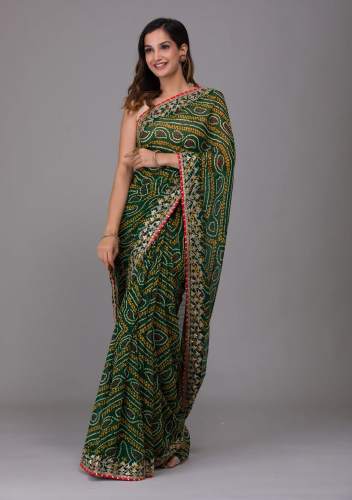 Presenting New Green ﻿Super Trending Bandhej Saree Collection