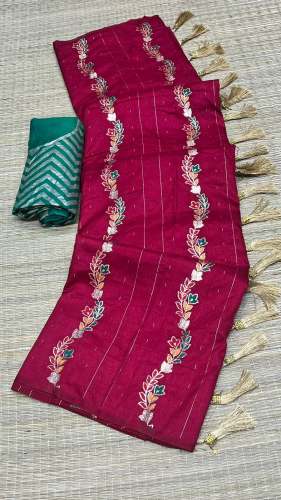 Trending New Dark ﻿Pink Pure Dhola Silk Saree