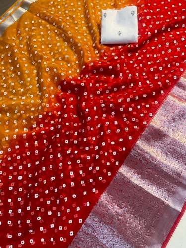 Trending New Yellow Kanchipuram Organza Jacquard Foil Work Saree