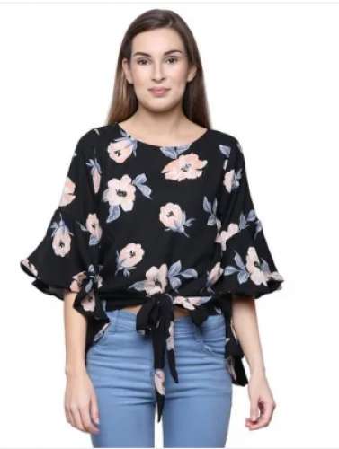 Ladies Ruffle Sleeve Printed Top by The Shopping Fever