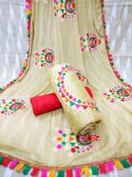 Chanderi Silk With Embroidered Dress material