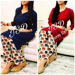 Rayon Kurti with Rayon Full Fair Palazzo