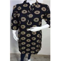 Banded Collar Cotton Printed Kurti