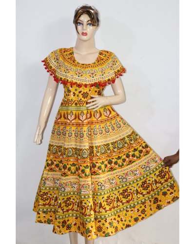 Buy Stylish Printed Cotton Frock For Ladies