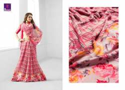 Checked Print Satin Saree