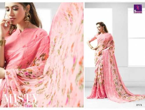 Floral Printed Satin saree  by Bhawani Textile Mill