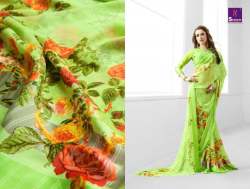 Flower Print Satin Saree