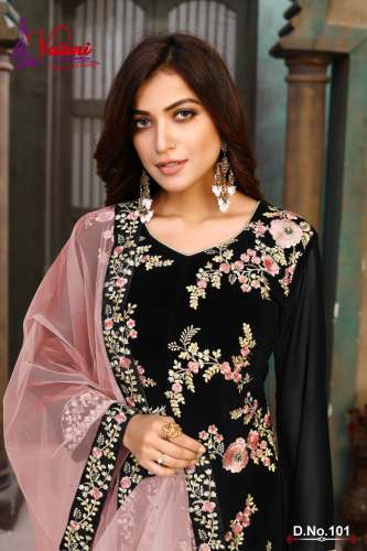 Faux Georgette Fabric Embroidered Salwar Suits