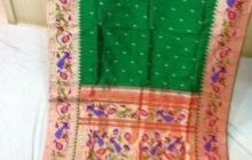 green color paithani saree by New Wave Paithani