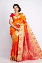 Fancy Orange Paithani Art Silk Saree