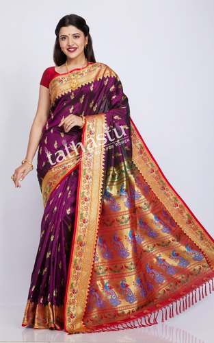 Wedding wear Art Silk Paithani Saree  by Tathastu