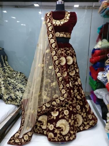 009 MAROON BRIDAL LAHENGA CHOLI