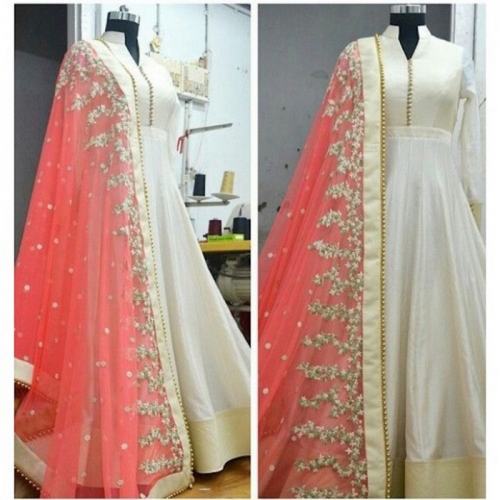 WHITE COLOR PARTY WEAR GOWN 