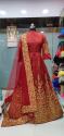 red color party wear gown 