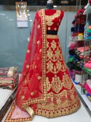 BRIDAL WEAR EMBROIDERED WORK VELVET LEHENGA