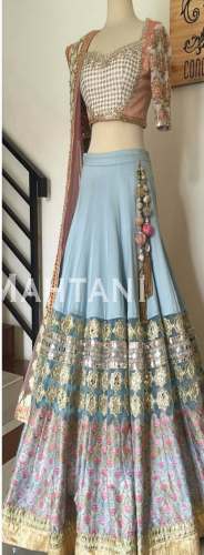  DIGITAL PRINT JAPAN CRAPE DESIGNER LEHENGA CHOLI