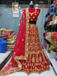 EMBROIDERED WORK VELVET BRIDAL WEAR LEHENGA