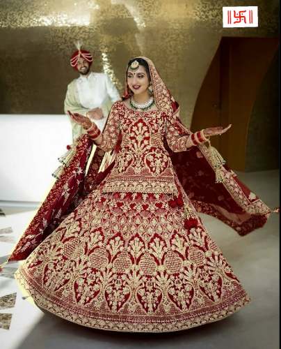 heavy embroidery work bridal wear indian lahenga by Teeya Creation