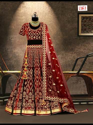 Heavy work designer bridal wear lahenga choli.