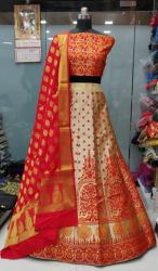 ORANGE COLOR WEDDING WEAR JECQURD LEHENGA0