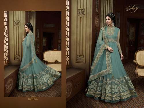 latest net fabric wedding wear anarkali dress