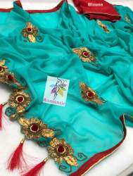 new designer handwork wedding wear siffon saree