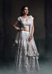 new designer silver color bridal wear lahenga 