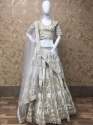 new designer silver color bridal wear lahenga  thumb 2