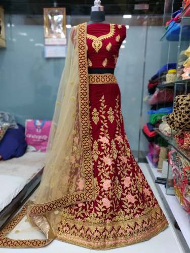 wedding wear pure velvet lehenga