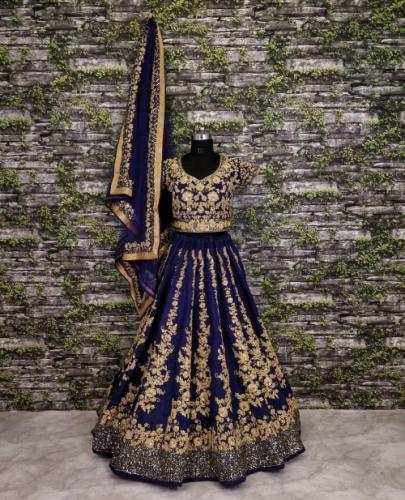 TEEYACREATION BLUE COLOR WEDDING WEAR LEHENGA